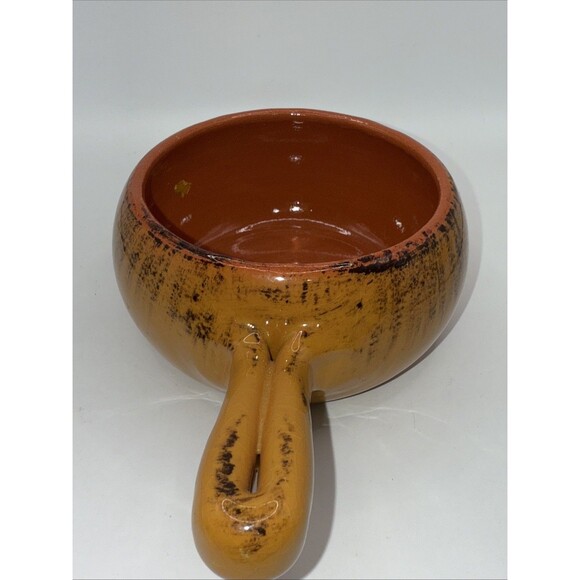 De Silva Bowls Soup Chili Handle Italian Distressed Orange - Picture 4 of 6